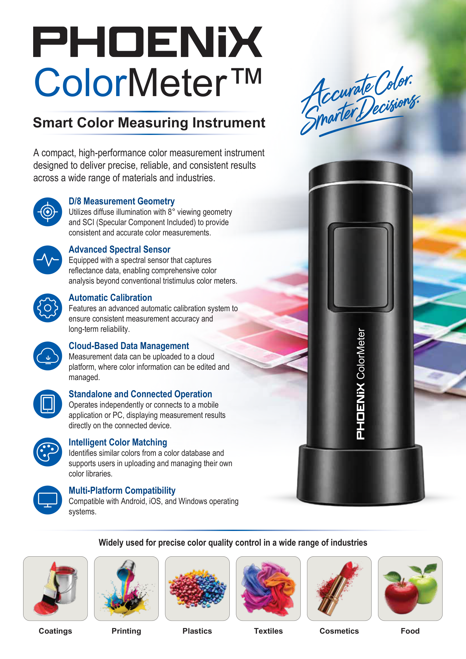 First page of the PHOENiX ColorMeter product brochure